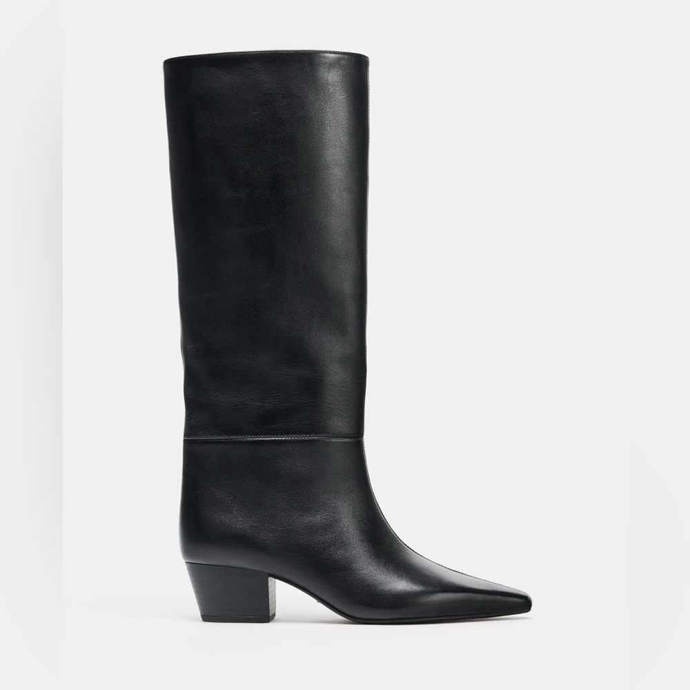 Zara heeled leather boots - like new!